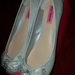 Betsey Johnson Emy Flat in Silver with Rhinestones